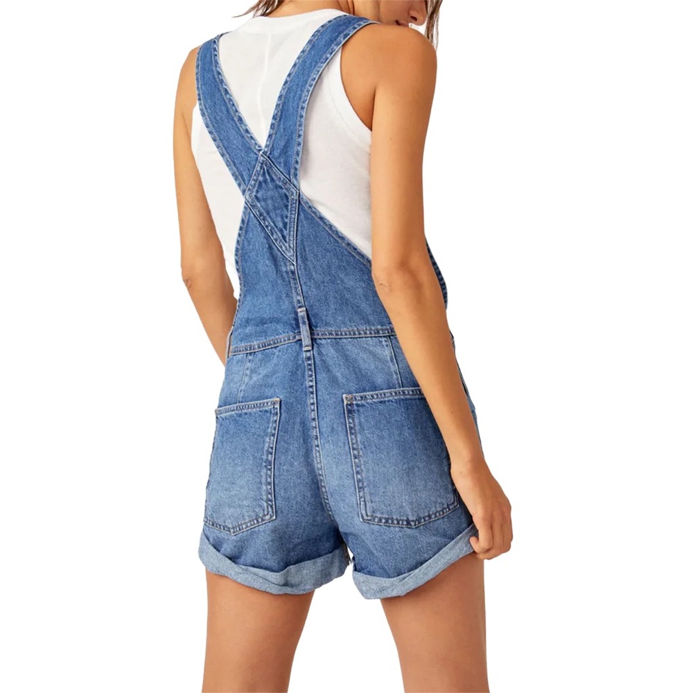 We The Free Denim Short Overalls in Blue - Picture 5 of 5